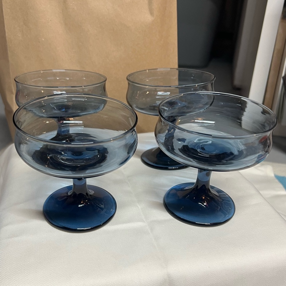 Blue Libbey Coup Glasses